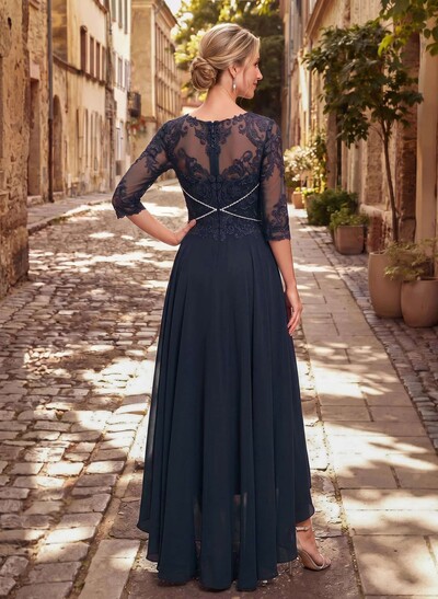 High Low Lace Elegant Mother Of The Bride Dresses With Chiffon