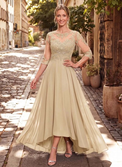 High Low Lace Elegant Mother Of The Bride Dresses With Chiffon