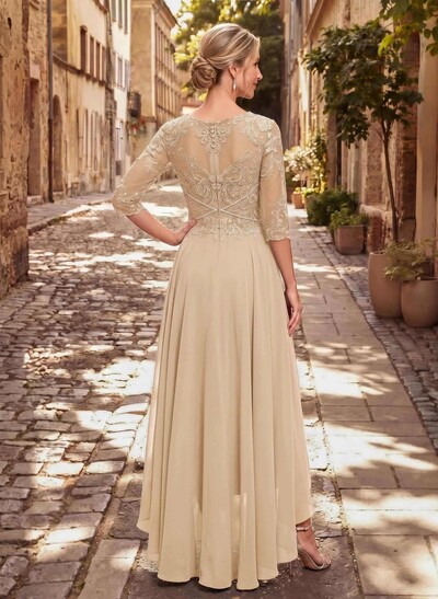 High Low Lace Elegant Mother Of The Bride Dresses With Chiffon