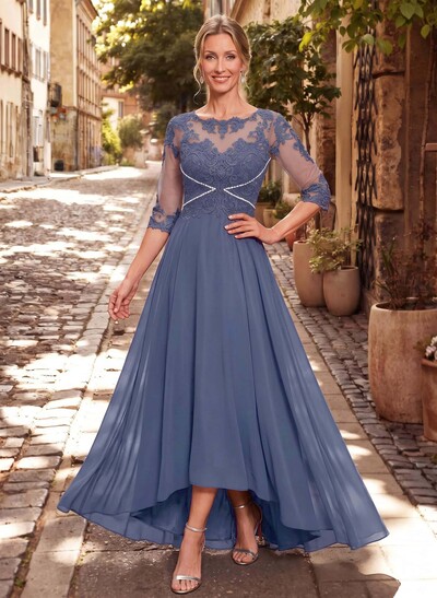 High Low Lace Elegant Mother Of The Bride Dresses With Chiffon