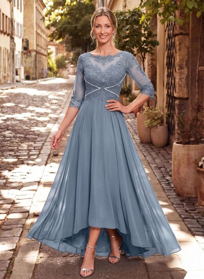 High Low Lace Elegant Mother Of The Bride Dresses With Chiffon