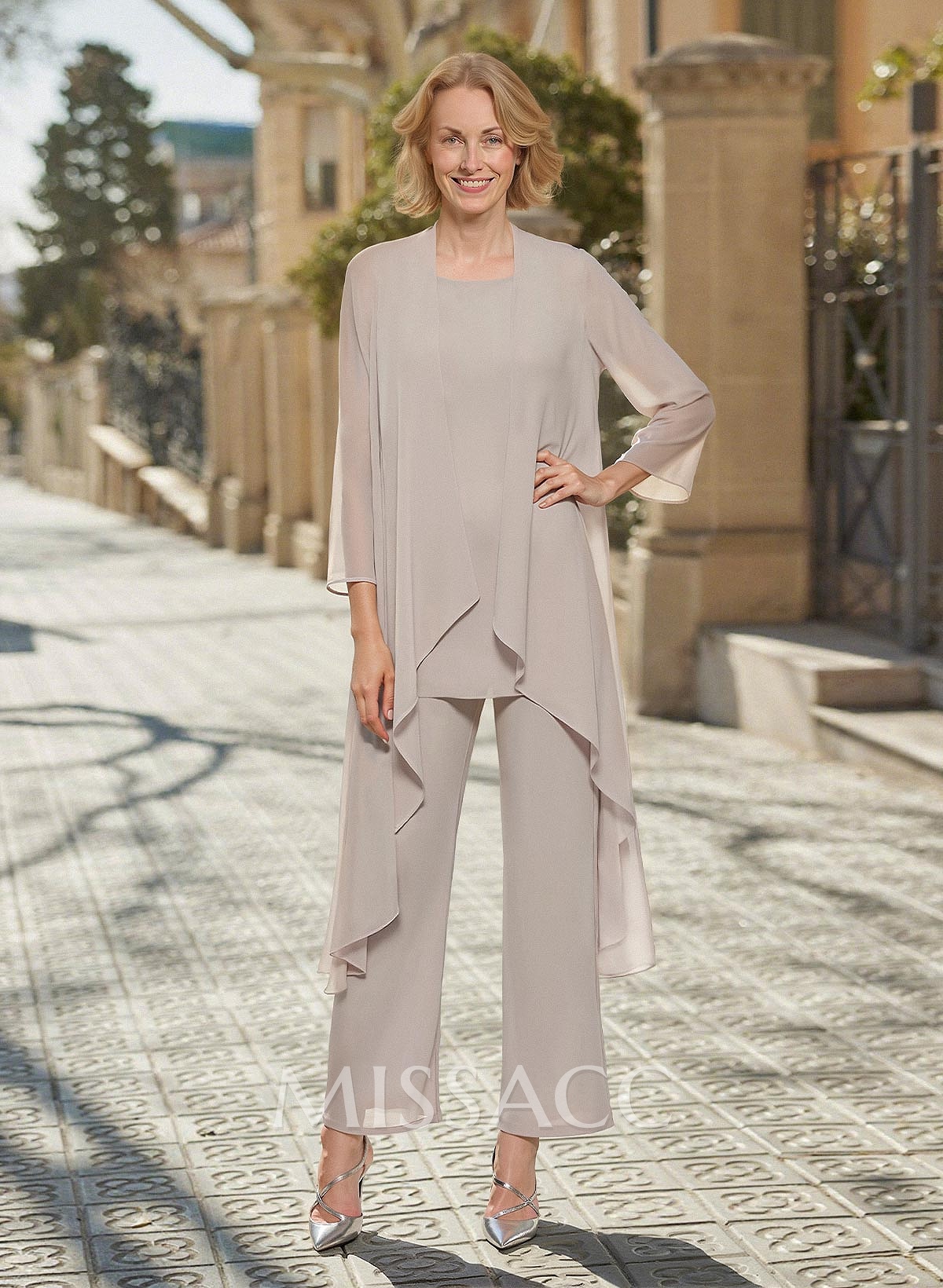 Matching Sets Simple Scoop Neck Long Sleeves Chiffon Mother Of The Bride Dress Matching Sets Simple Scoop Neck Long Sleeves Chiffon Mother Of The Bride Dress