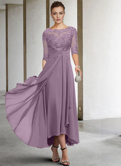 Elegant Lace Sleeves Mother Of The Bride Dresses With Beading Satin ...