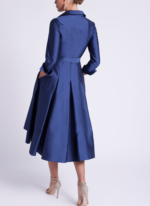 Long Sleeves A-Line Mother Of The Bride Dresses With V-Neck Satin