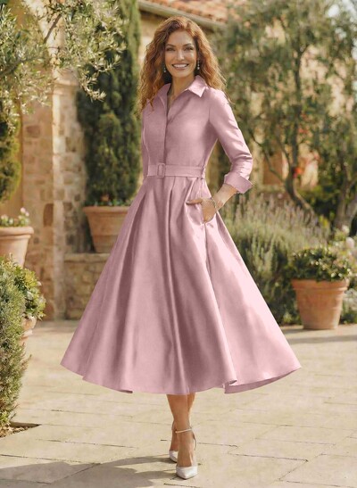 Long Sleeves A-Line Satin V-Neck Mother Of The Bride Dresses