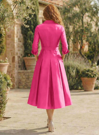 Long Sleeves A-Line Satin V-Neck Mother Of The Bride Dresses