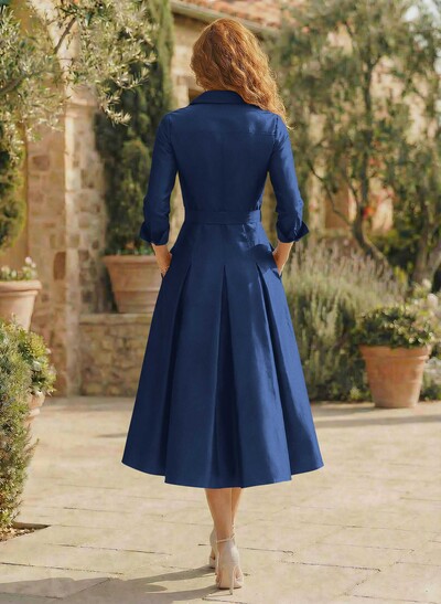 Long Sleeves A-Line Satin V-Neck Mother Of The Bride Dresses