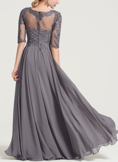 A-Line Chiffon Mother Of The Bride Dresses With Floor-Length Lace