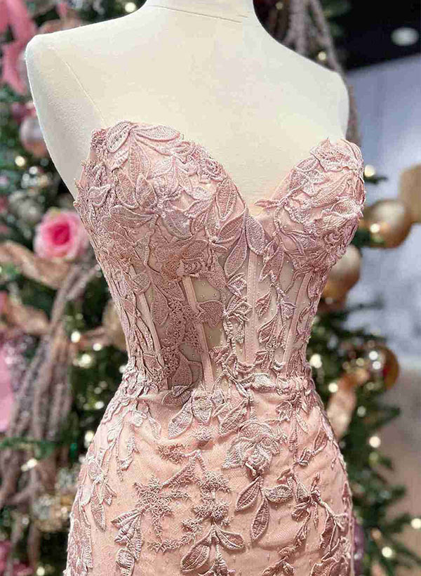 Mermaid Lace Strapless Prom Dress