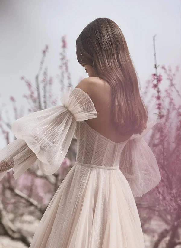 Simple A-Line Sweetheart Neck Sweep Train Slit Dress Marigold main image 1