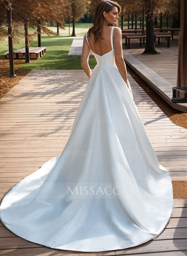 Ball-Gown/Princess Sweetheart Sweep Train Satin Wedding Dress
