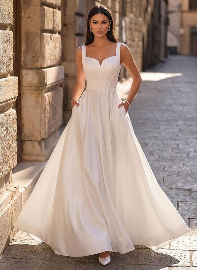 Ball-Gown/Princess Sweetheart Sweep Train Satin Wedding Dress