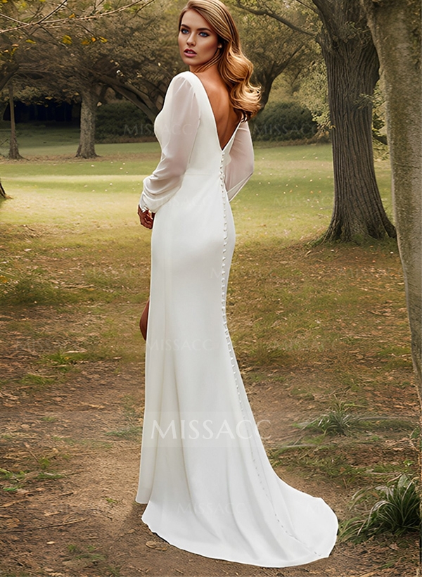 Chiffon sheath wedding dress best sale