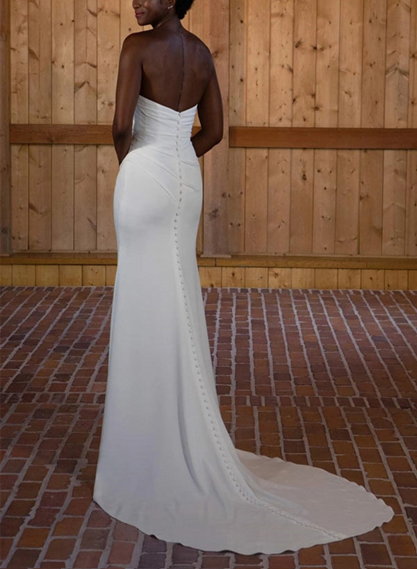 Sex Strapless Mermaid Wedding Dresses With Sweep Train