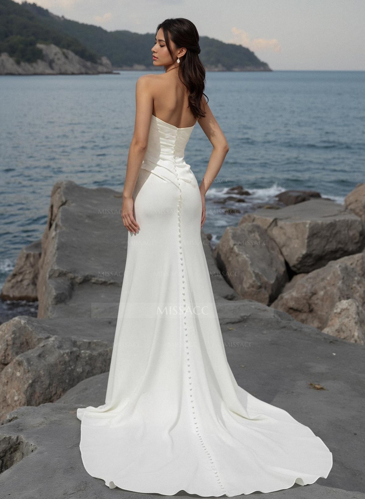 Sex Strapless Mermaid Wedding Dresses With Sweep Train