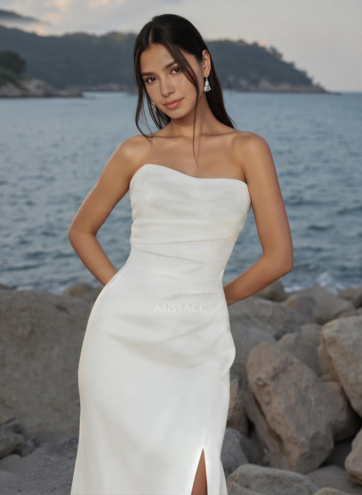 Sex Strapless Mermaid Wedding Dresses With Sweep Train