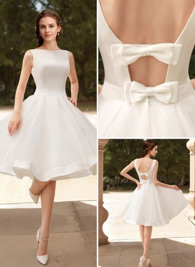 Short Wedding Dresses 2023 Vintage 1950S Bridal Gown With Satin Bow(s)