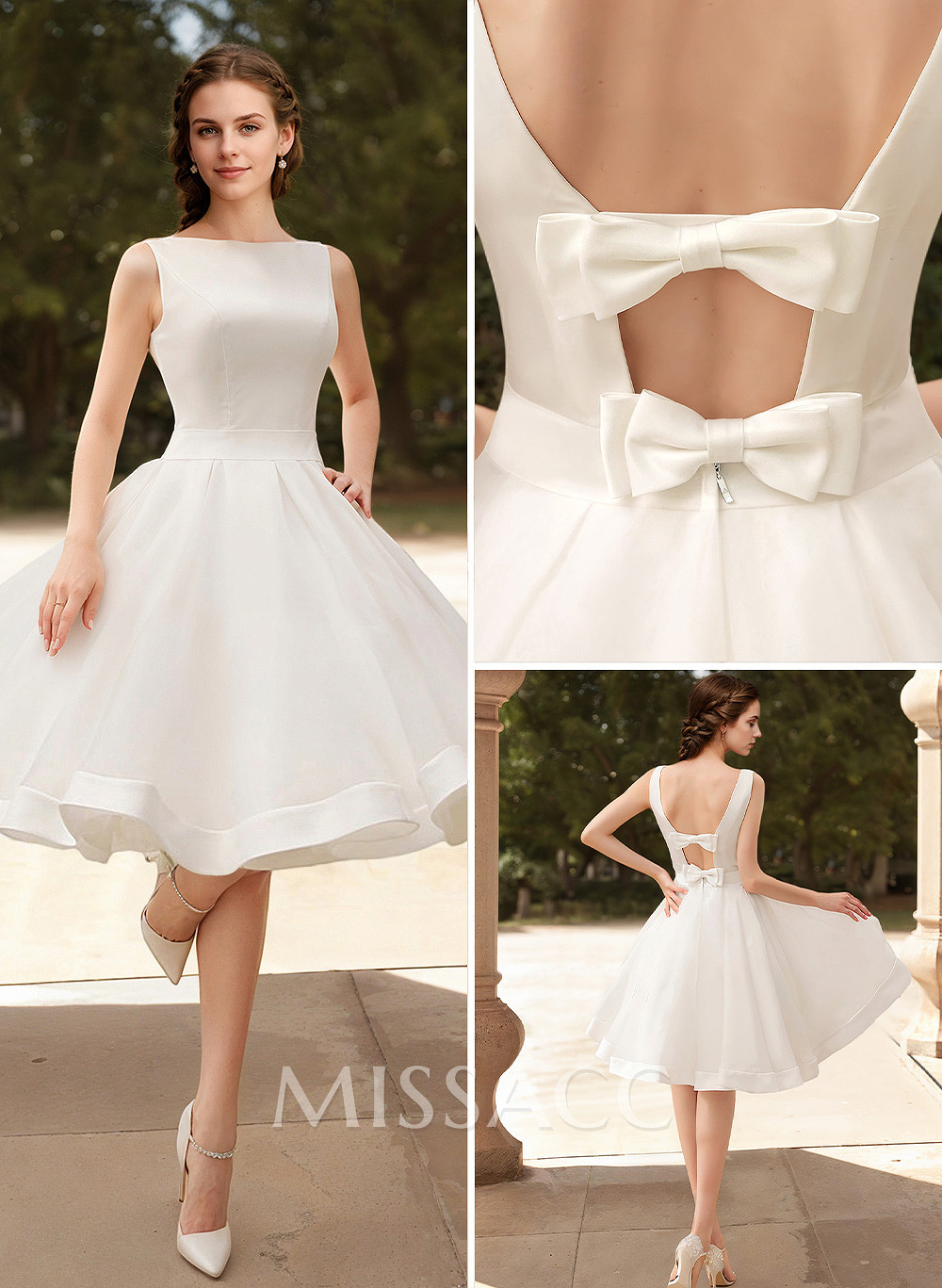 Short Wedding Dresses 2023 Vintage 1950S Bridal Gown With Satin Bow(s)