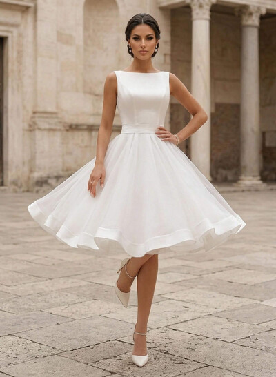 Short Wedding Dresses 2023 Vintage 1950S Bridal Gown With Satin Bow(s)