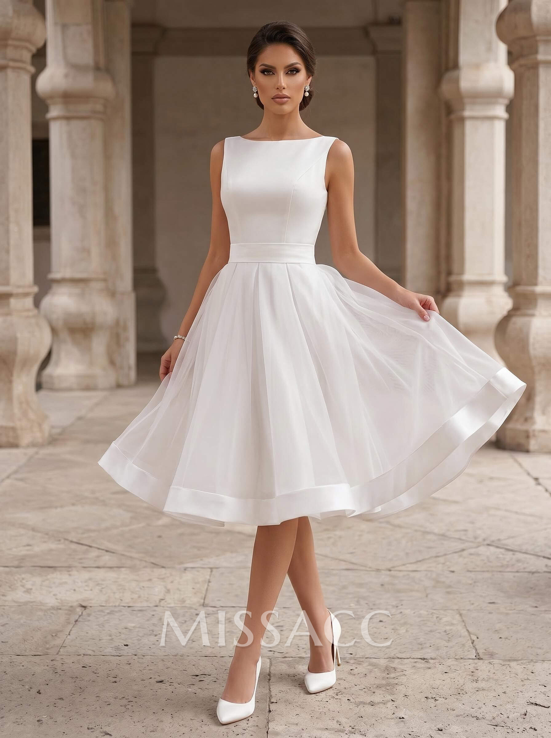 Short Wedding Dresses 2023 Vintage 1950S Bridal Gown With Satin Bow(s)