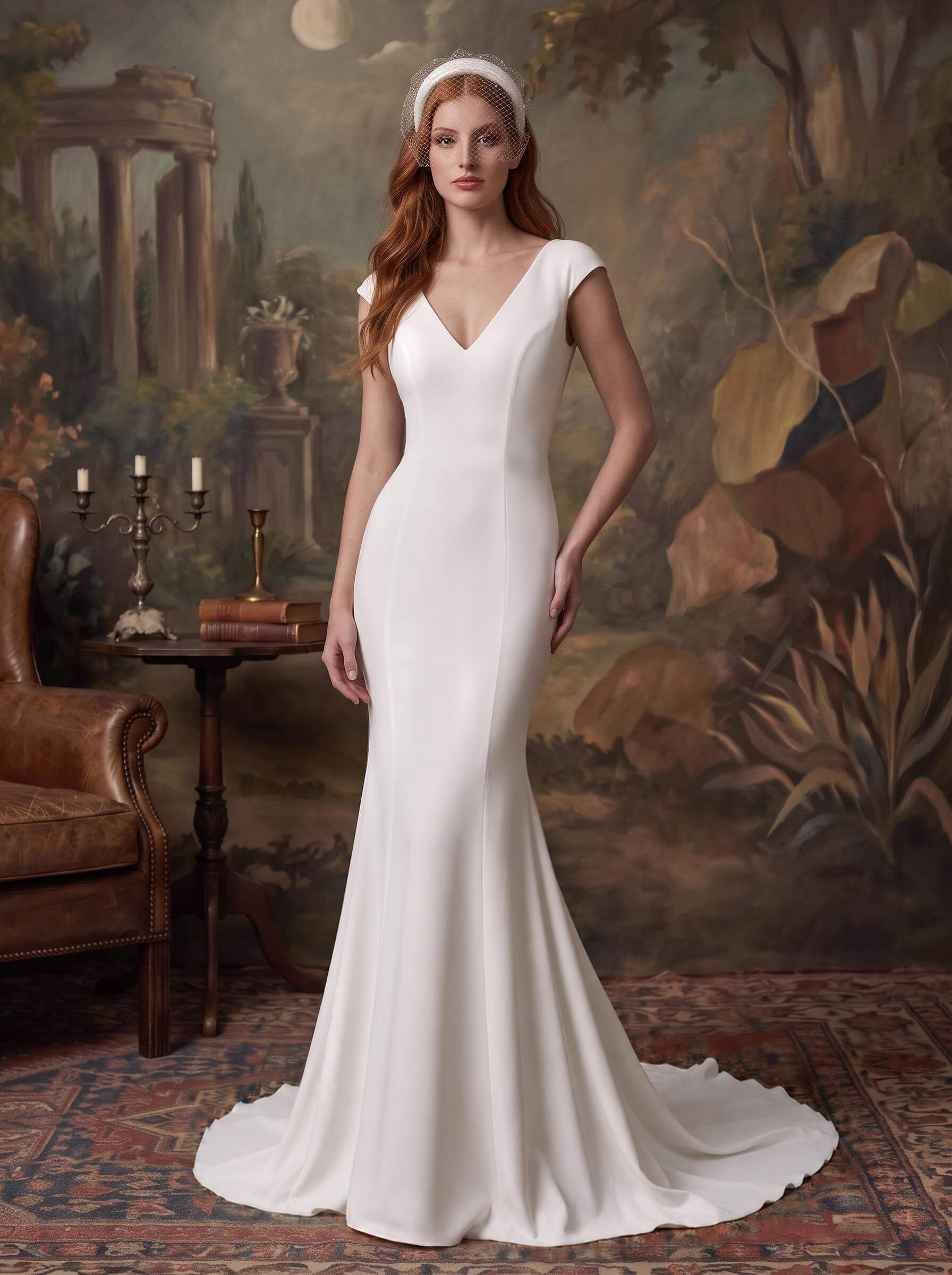 V-Neck Mermaid Wedding Dress With Short Sleeves V-Neck Mermaid Wedding Dress With Short Sleeves