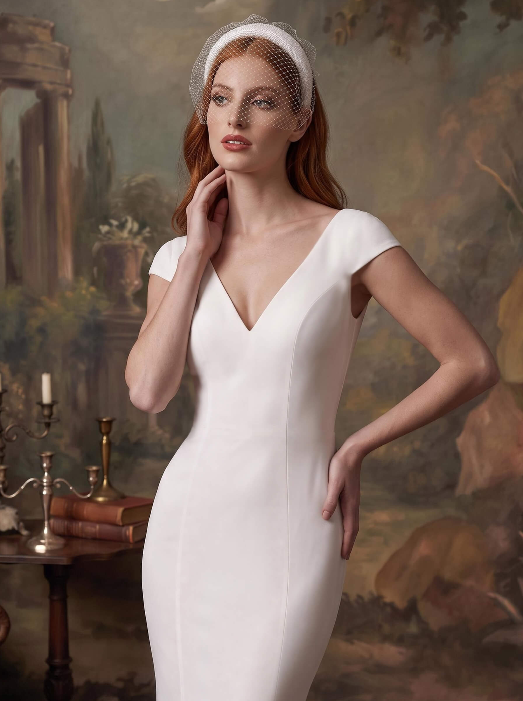 V-Neck Mermaid Wedding Dress With Short Sleeves V-Neck Mermaid Wedding Dress With Short Sleeves