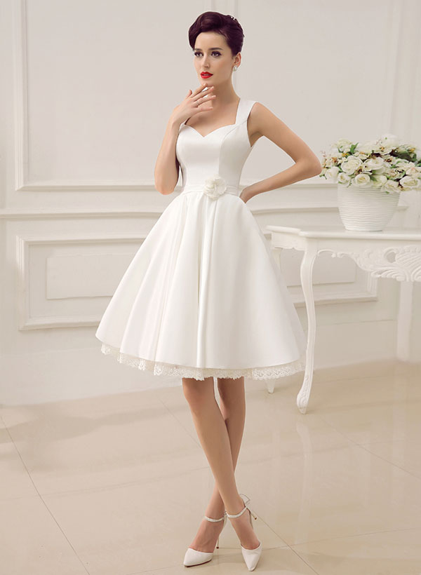 Short Wedding Dresses 2023 Satin 1950S Vintage Sweetheart With Simple