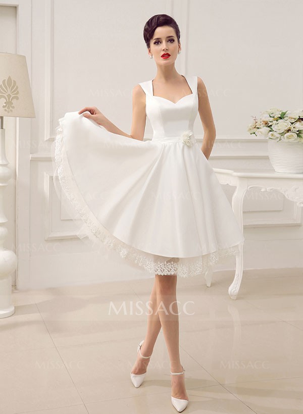 Short Wedding Dresses 2023 Satin 1950S Vintage Sweetheart With Simple