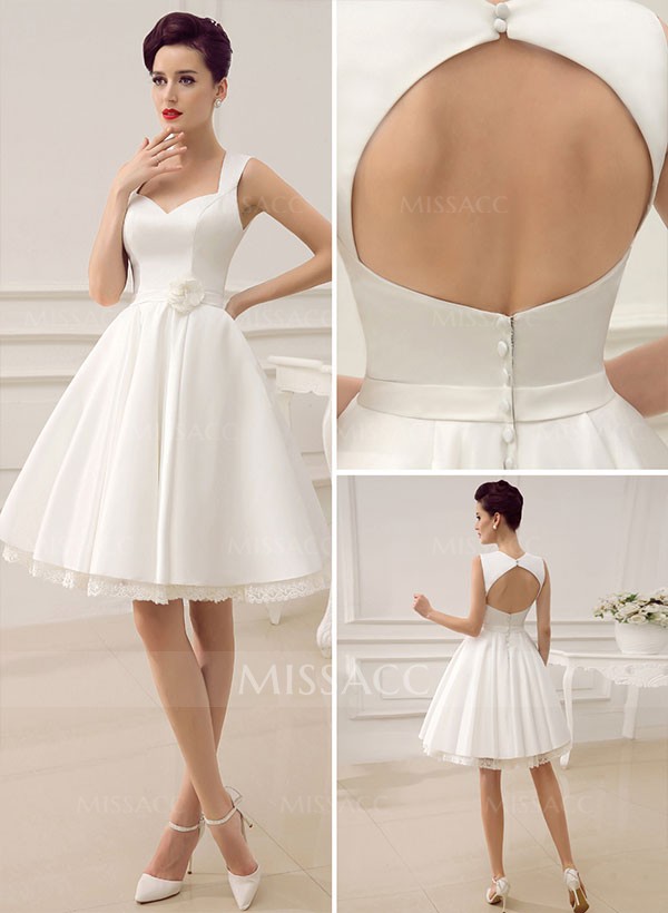 Short Wedding Dresses 2023 Satin 1950S Vintage Sweetheart With Simple