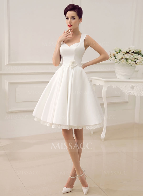 Short Wedding Dresses 2023 Satin 1950S Vintage Sweetheart With Simple