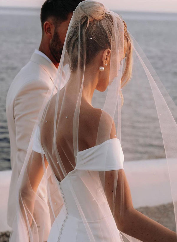 Beach Sheath Off the Shoulder Wedding Dress