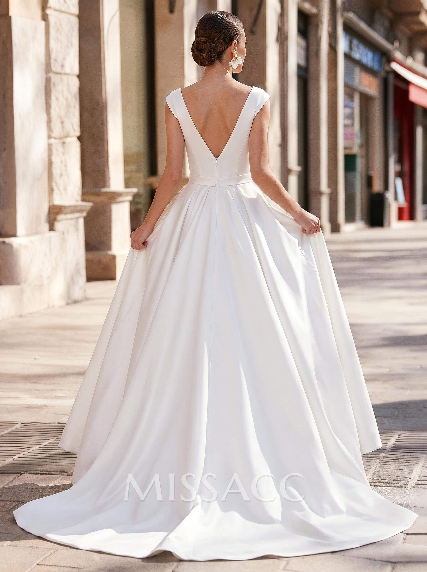 Vintage Wedding Dresses 2023 A Line Simple Satin Scoop Neck Bridal Gown Vintage Wedding Dresses 2023 A Line Simple Satin Scoop Neck Bridal Gown