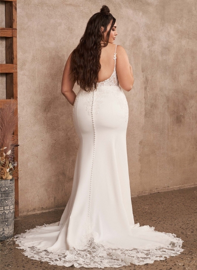 Plus Size Lace Mermaid Wedding Dresses With Open Back