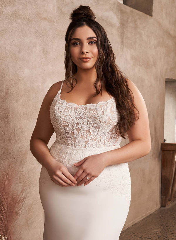 Plus Size Lace Mermaid Wedding Dresses With Open Back