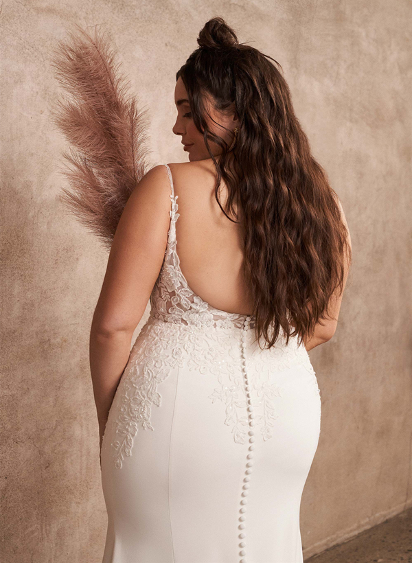 Plus Size Lace Mermaid Wedding Dresses With Open Back