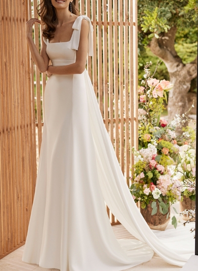 Boho Open Back A-line Wedding Dresses With Bows