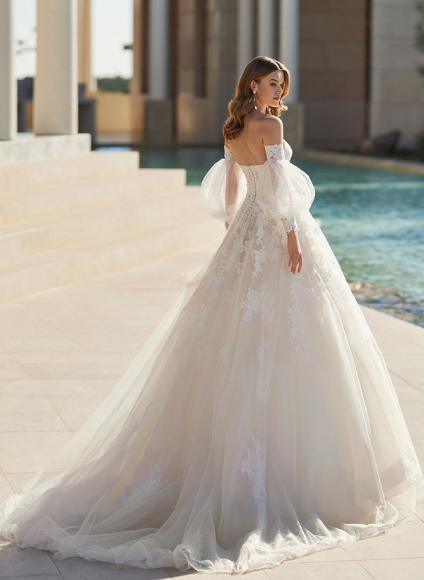 Ball-Gown Lace Long Sleeves Wedding Dresses With Sweetheart