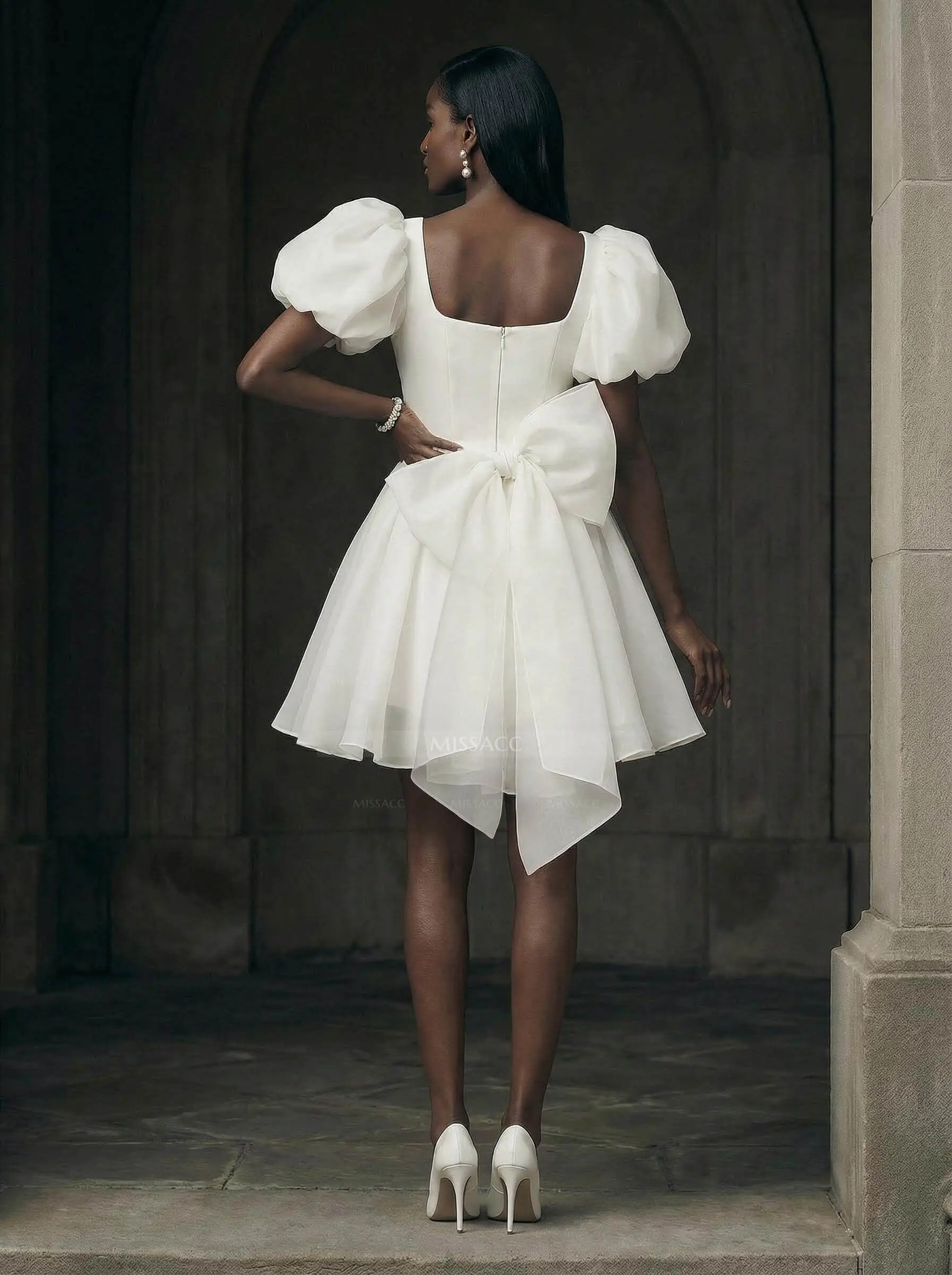 Reception Wedding Dress With Sleeves - Missacc Canada