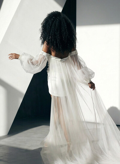 Little White Strapless Wedding Dress With Detachable Wrap