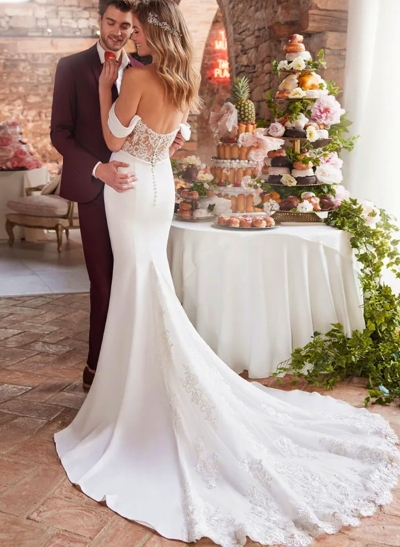 Off-The-Shoulder Trumpet/Mermaid Lace Wedding Dresses