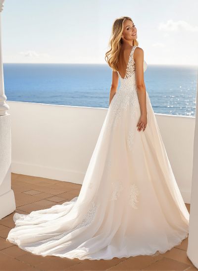 Ball-Gown Lace Wedding Dresses With Tulle