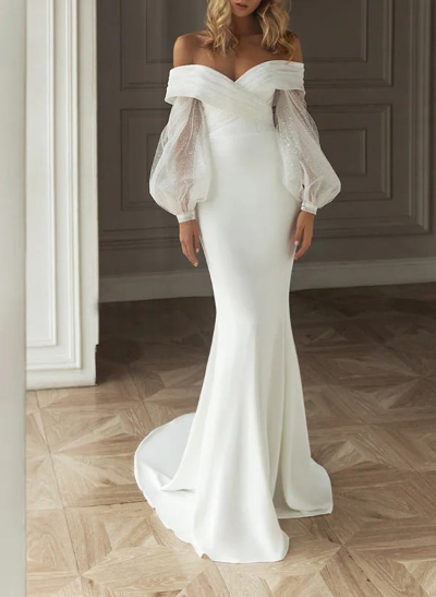 Elegant Mermaid Off-The-Shoulder Long Sleeves Wedding Dress
