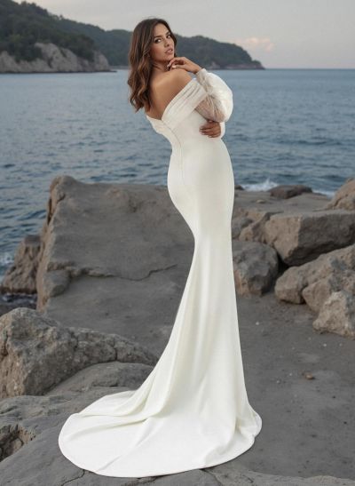 Elegant Mermaid Off-The-Shoulder Long Sleeves Wedding Dress