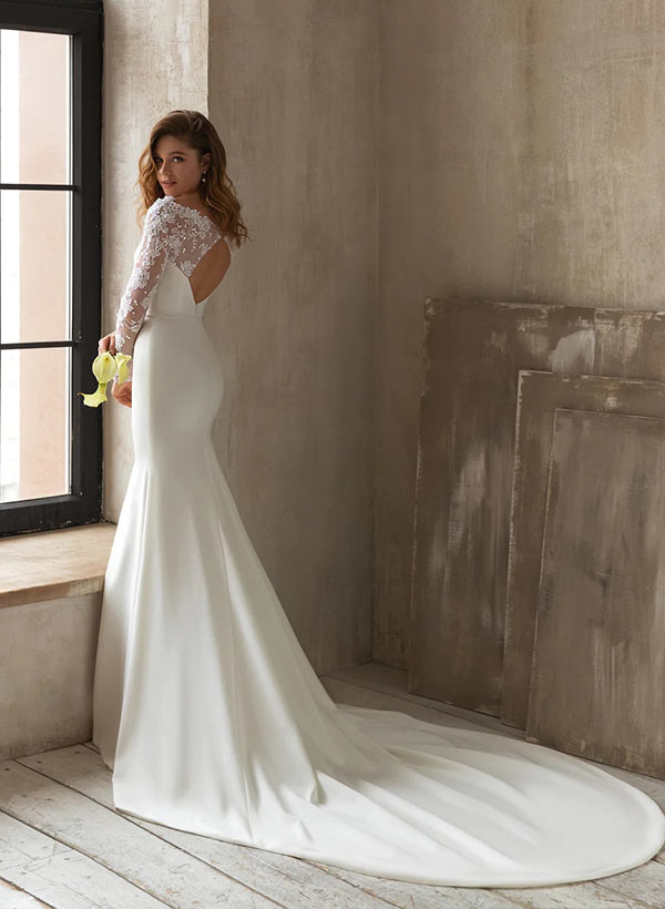 Elegant Lace Long Sleeves Wedding Dress