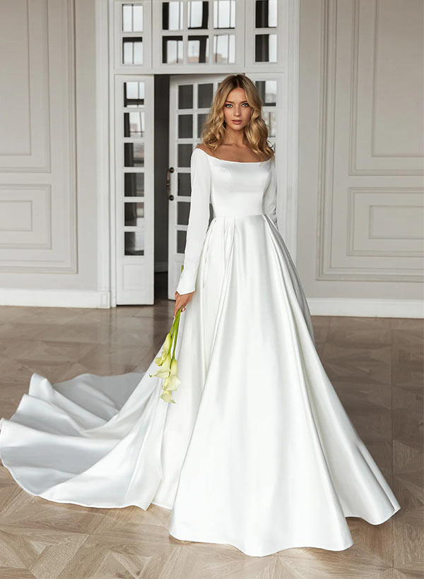 Elegant Long Sleeves Ball-Gown Wedding Dress