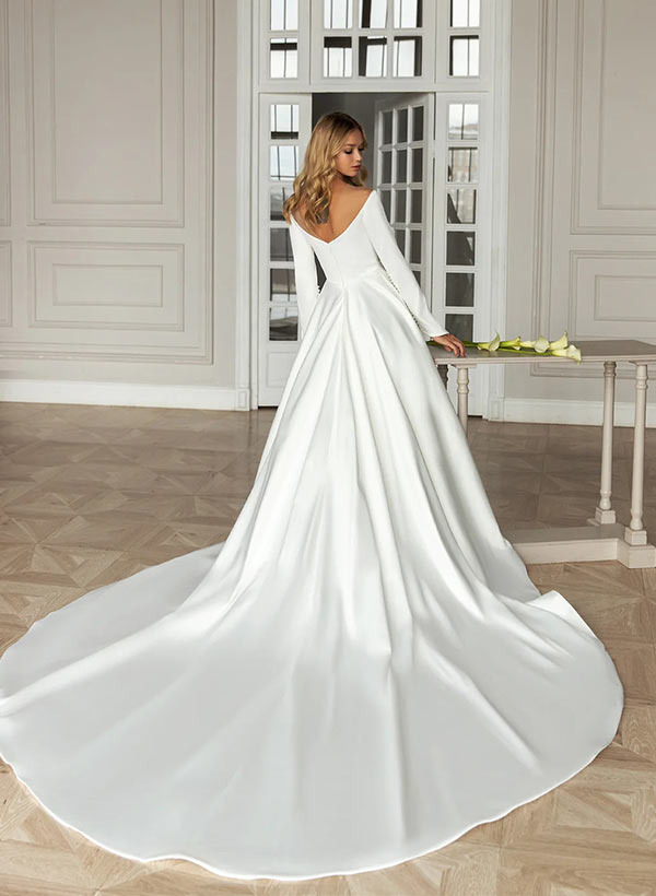 Elegant Long Sleeves Ball-Gown Wedding Dress