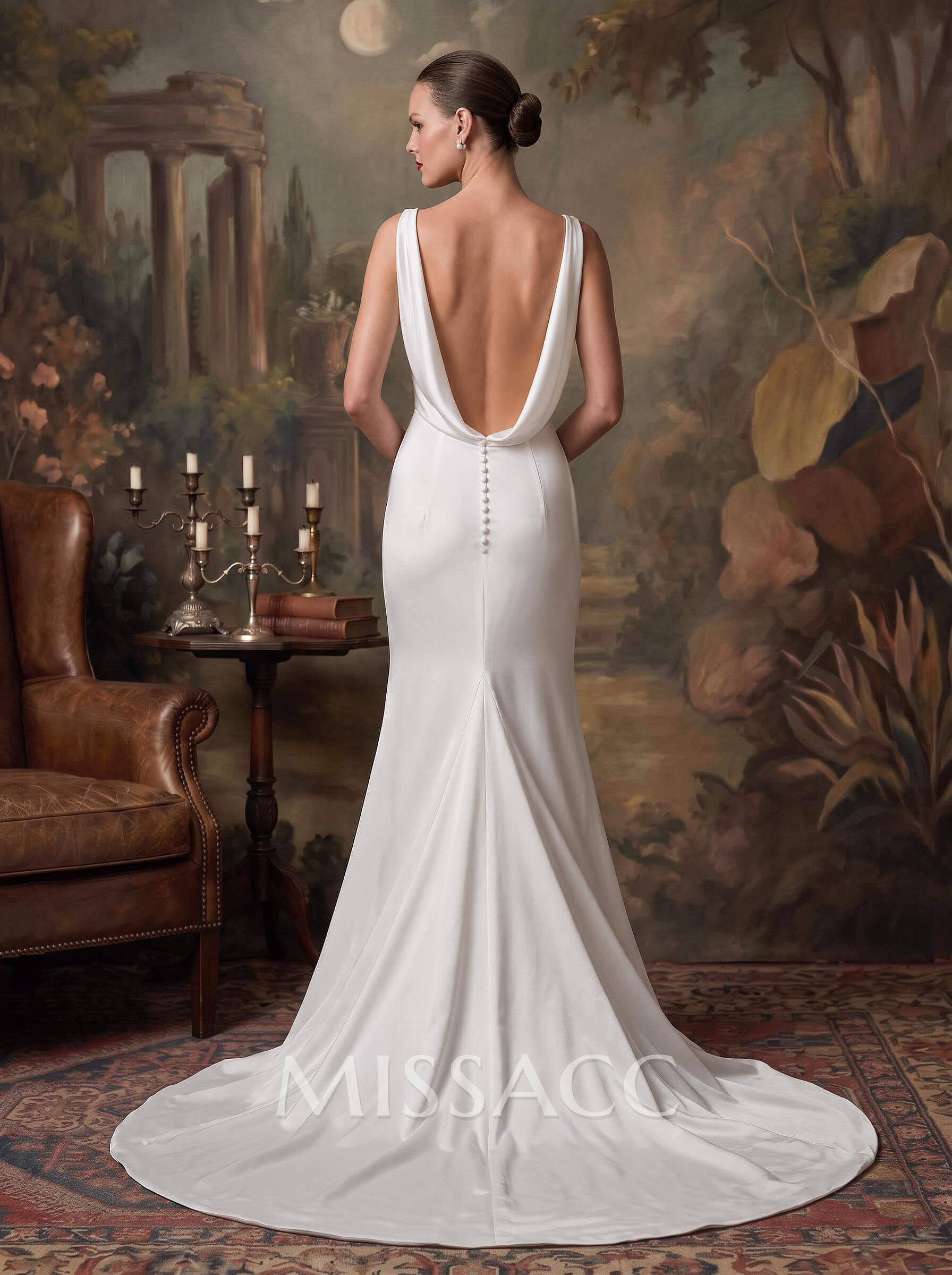 Open Back Boho Silk Like Satin Wedding Dresses