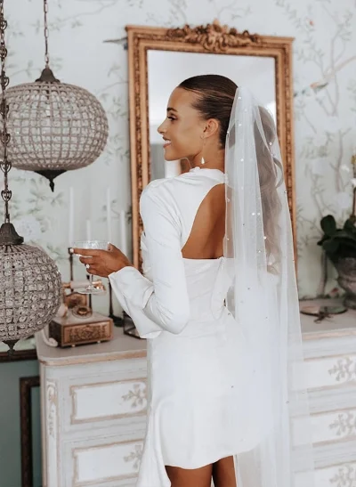Fashion Little White Long Sleeves Wedding Dress