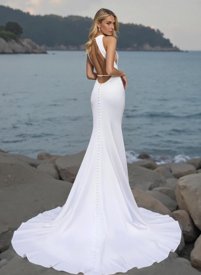 Boho Mermaid Open Back Wedding Dress