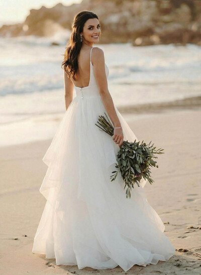 Classic Ball Gown Wedding Dress With Tulle Cascading Ruffles
